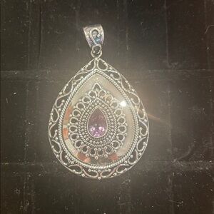 Elegant Silver and Purple Teardrop Pendant